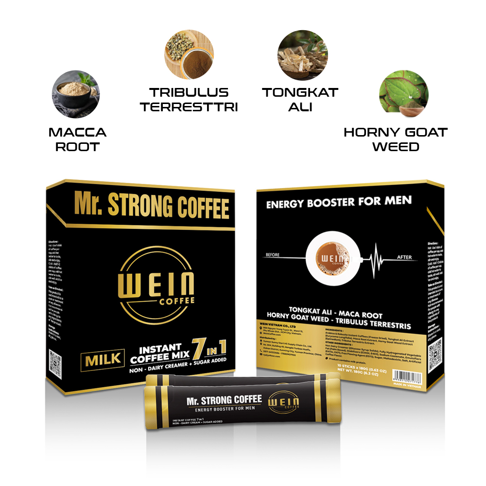 MR.STRONG COFFEE 7 IN 1 - ENERGY BOOSTER FOR MEN - CAFÉ SỮA 7 IN 1 - TĂNG CƯỜNG SỨC MẠNH CHO ĐÀN ÔNG